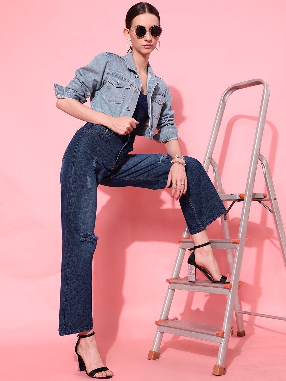 STREET 9 Women Blue Flared Fit Cropped Jeans