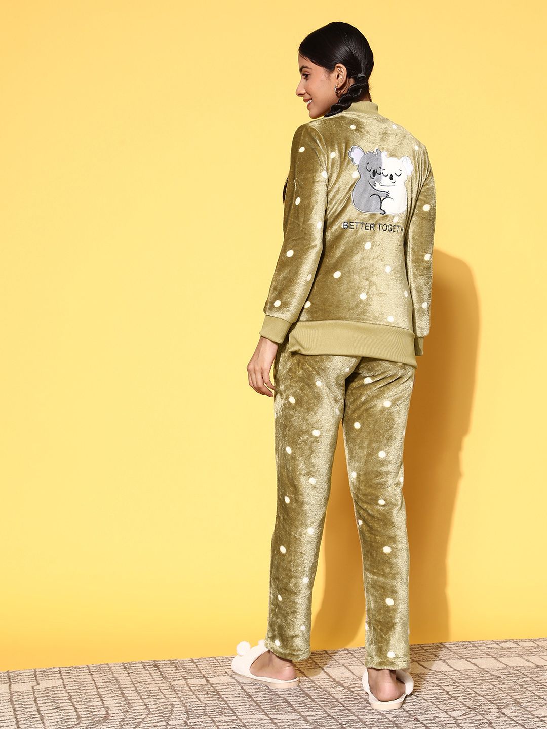 Sweet Dreams Woman Velvet Polka Dot Track Suit