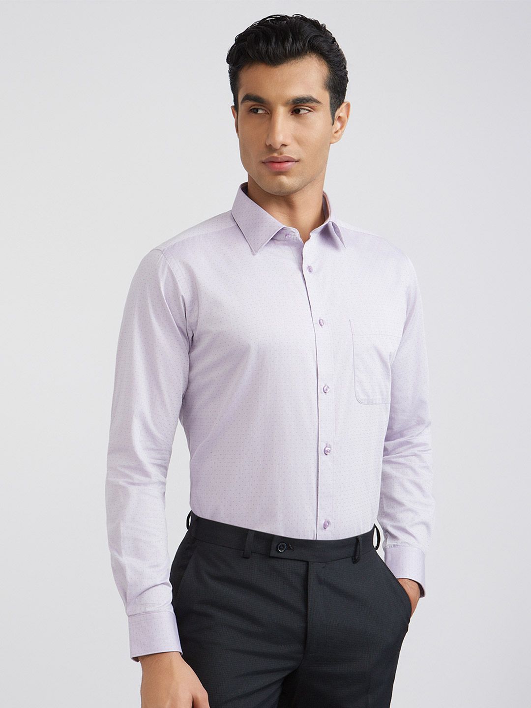 Raymond Men Purple Pure Cotton Self-Design Slim Fit Formal Shirt