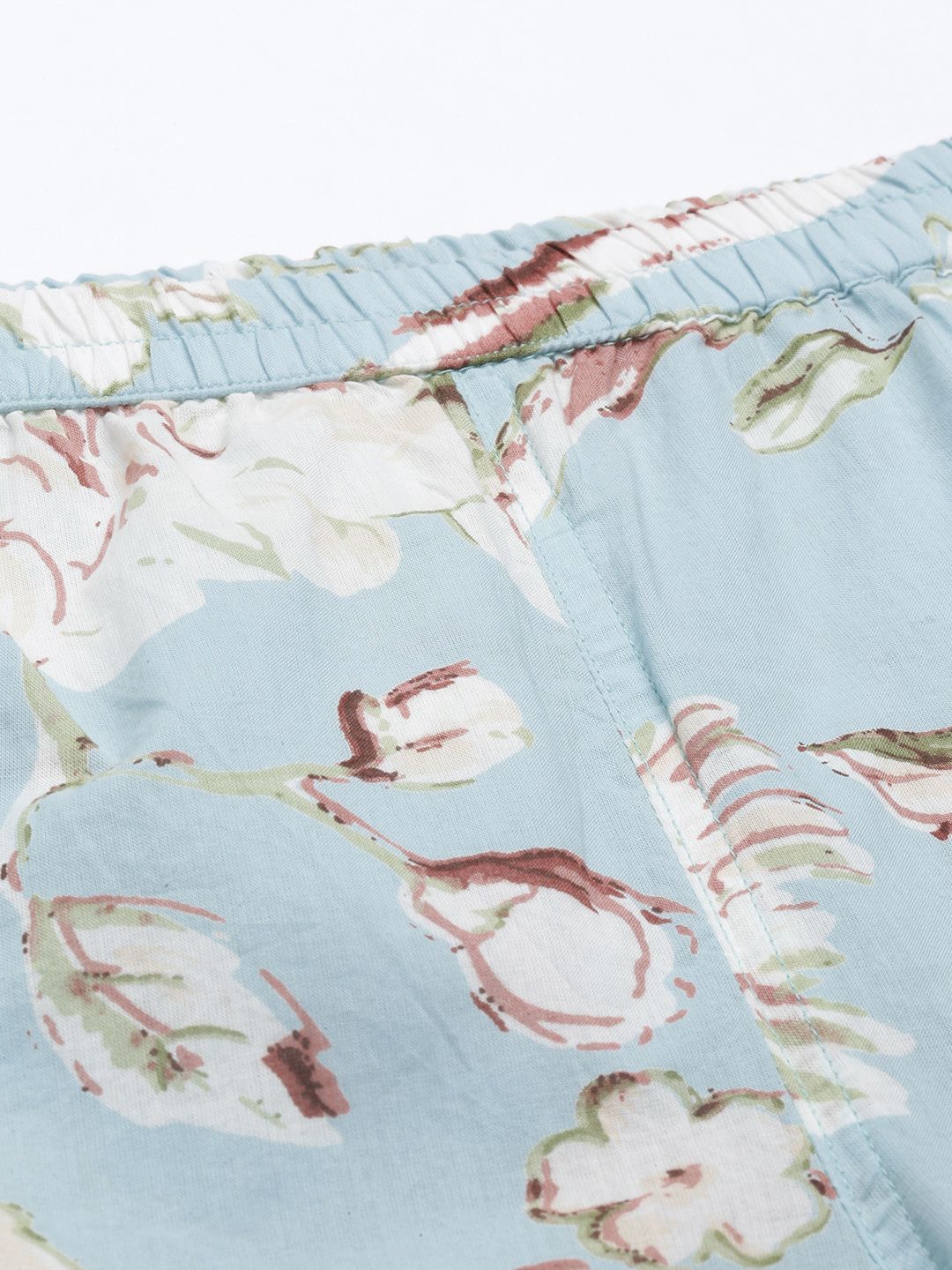 SANSKRUTIHOMES Women Sea Green Pure Cotton Floral Print Pyjama Set