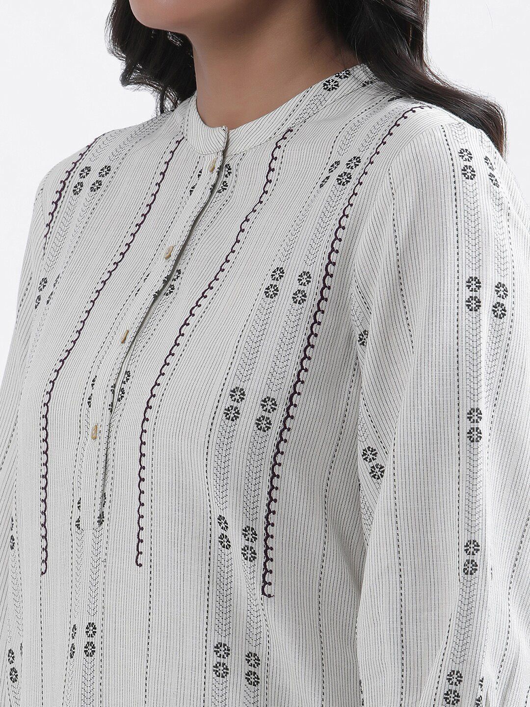 W Grey Geometric Printed Tunic With Trousers Set