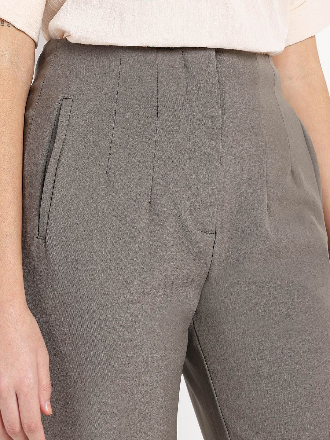 RAREISM Women Tailored Tapered Fit High-Rise Trousers