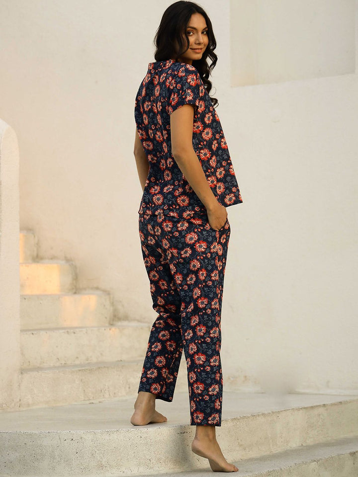 SANSKRUTIHOMES Women Printed  Pure Cotton Night suit