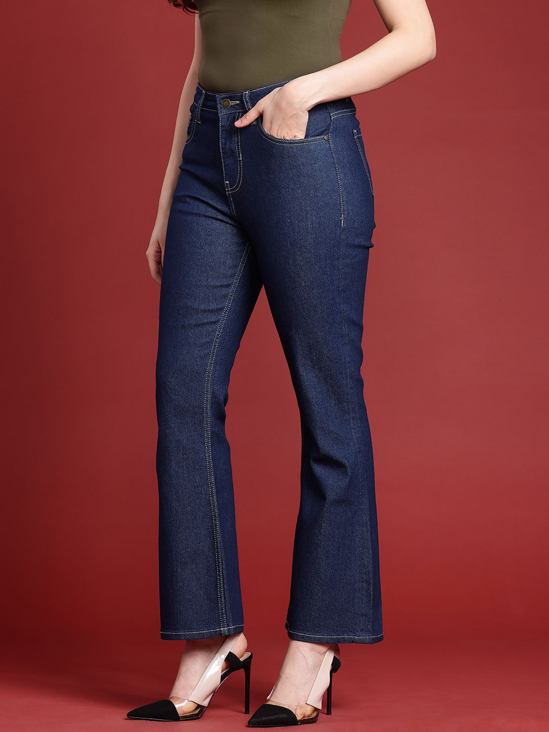all about you Women Slim Bootcut Fit High-Rise Stretchable Jeans