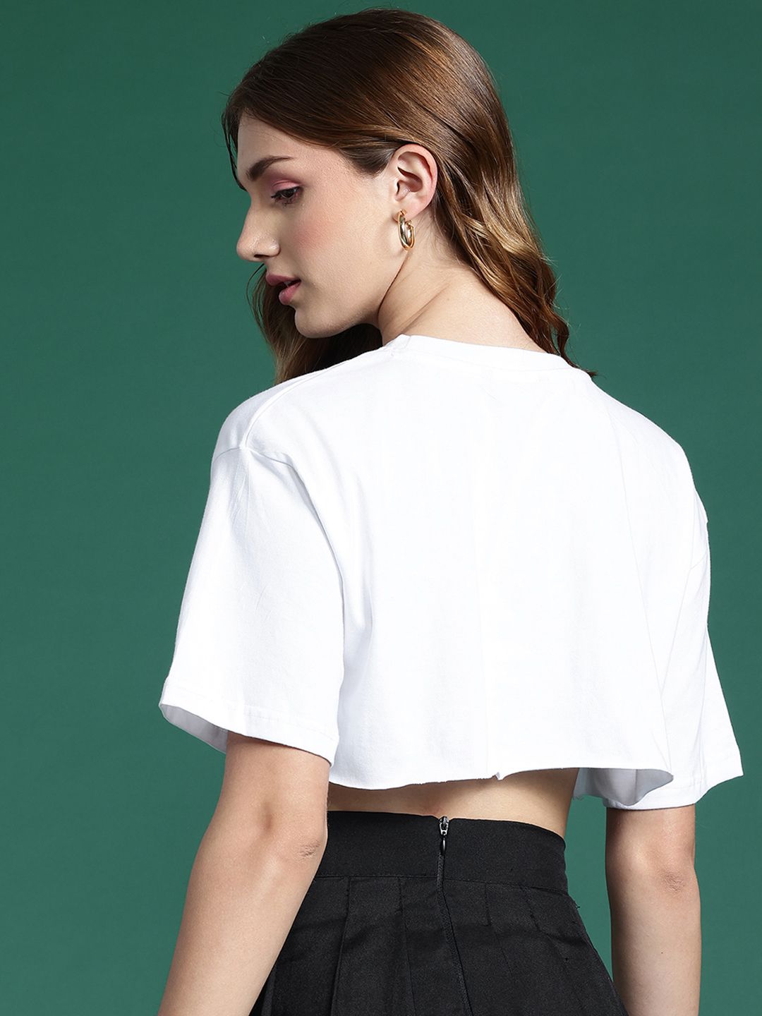 DressBerry Women Printed Pure Cotton Crop T-shirt