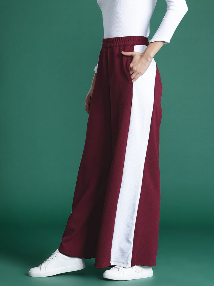 DressBerry Colourblocked High-Rise Wide Leg Trousers