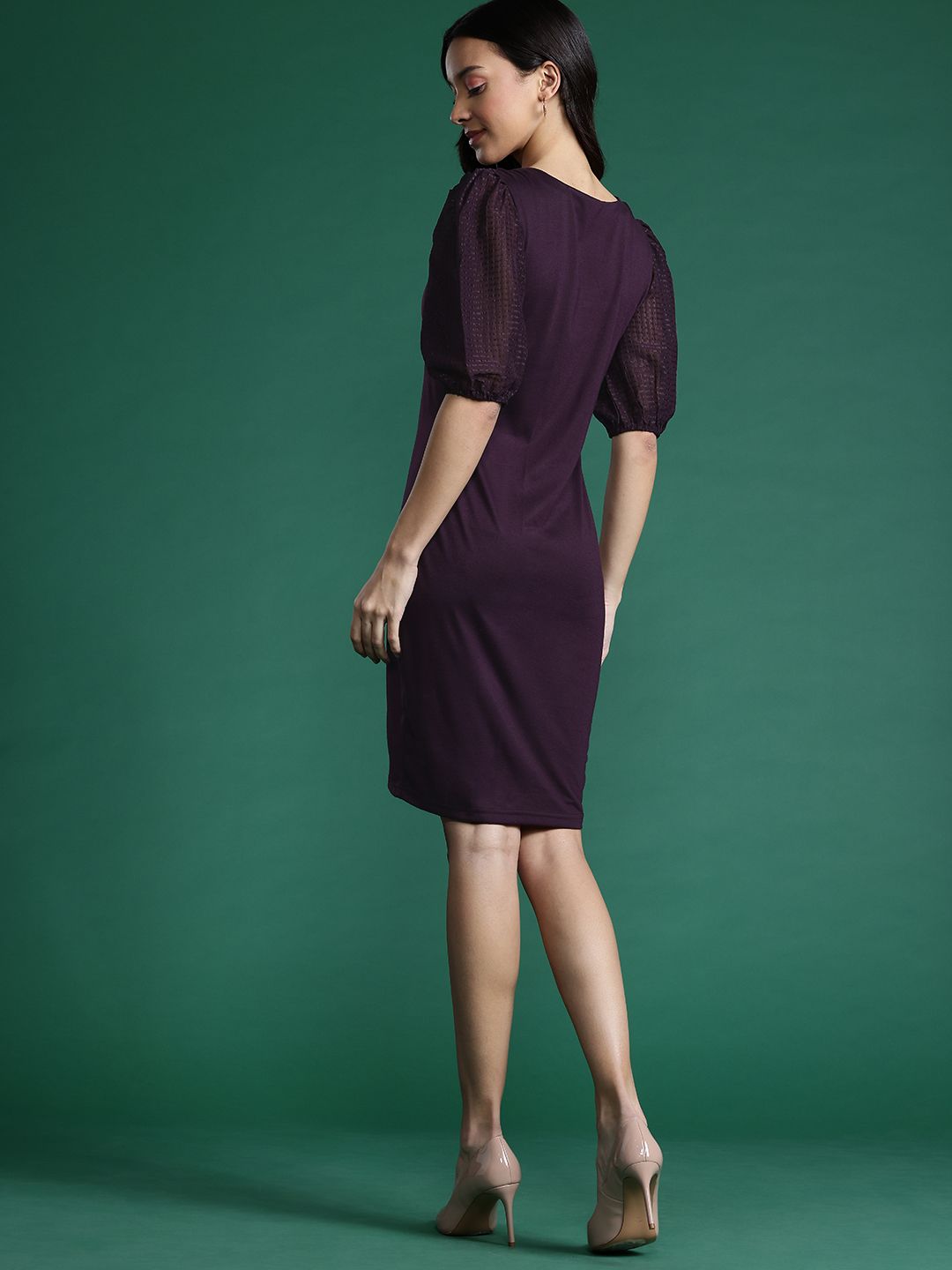 DressBerry Puff Sleeve Sheath Dress