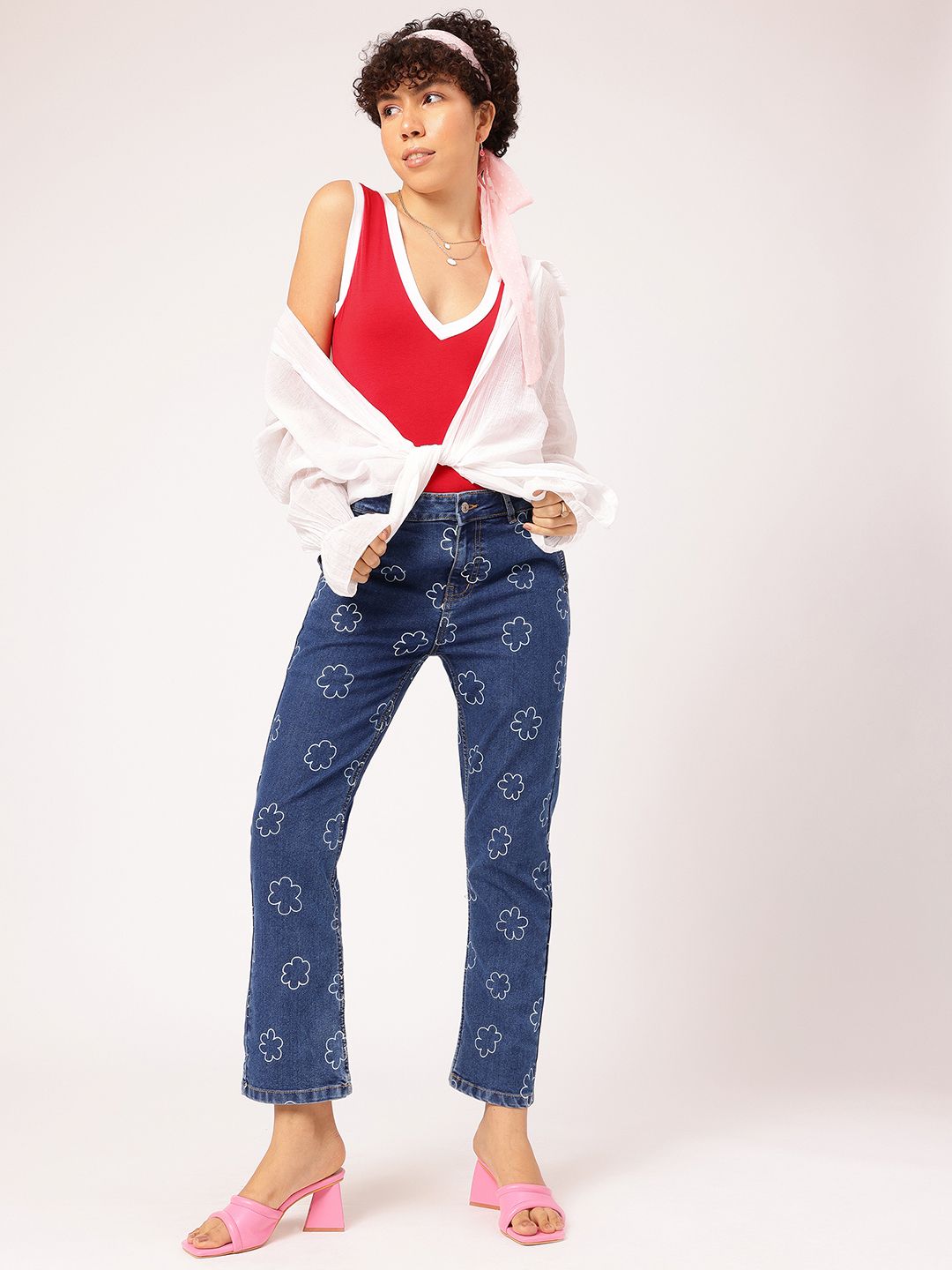 DressBerry Contrast Trim Plunge Neck Bodysuit