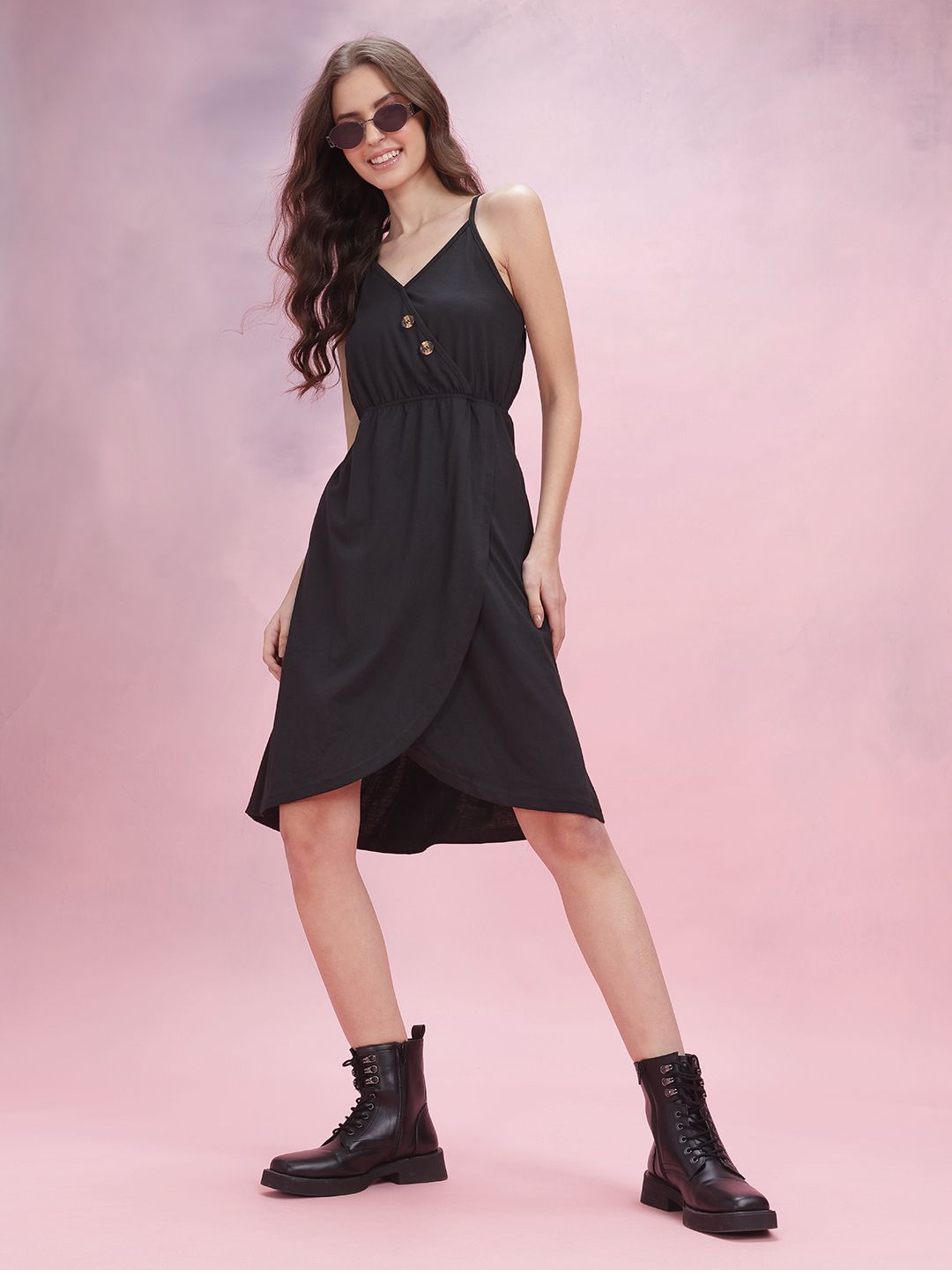 DressBerry Button Detailed Fit & Flare Dress