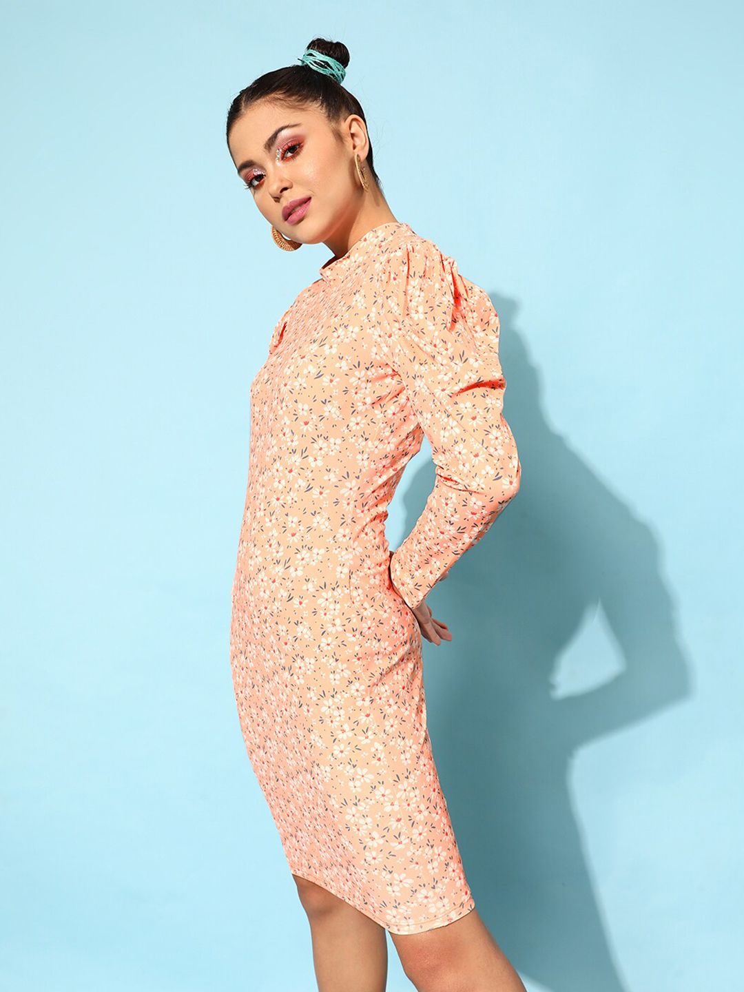 STREET 9 Women Attractive Peach Floral Dress