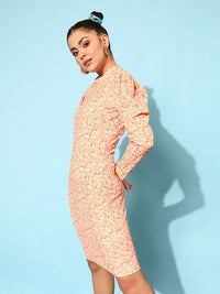 STREET 9 Women Attractive Peach Floral Dress