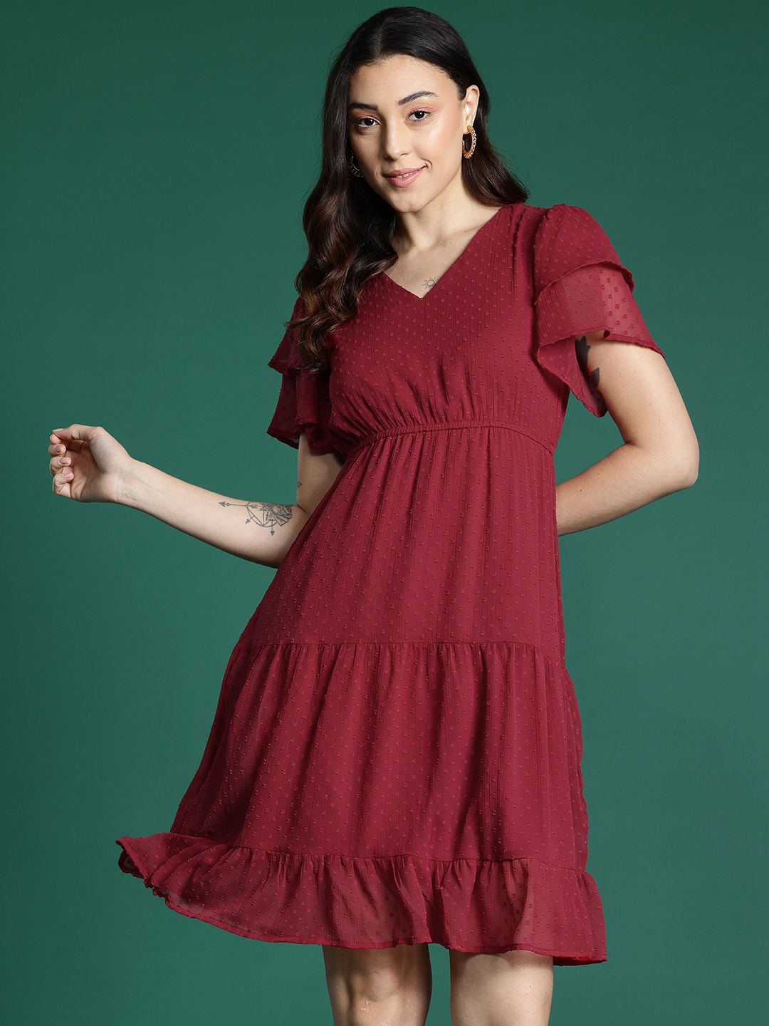DressBerry Dobby Weave A-Line Mini Dress