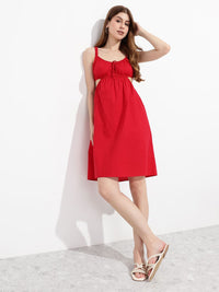 DressBerry Cherry Red Cut-Out Craze A-Line Dress