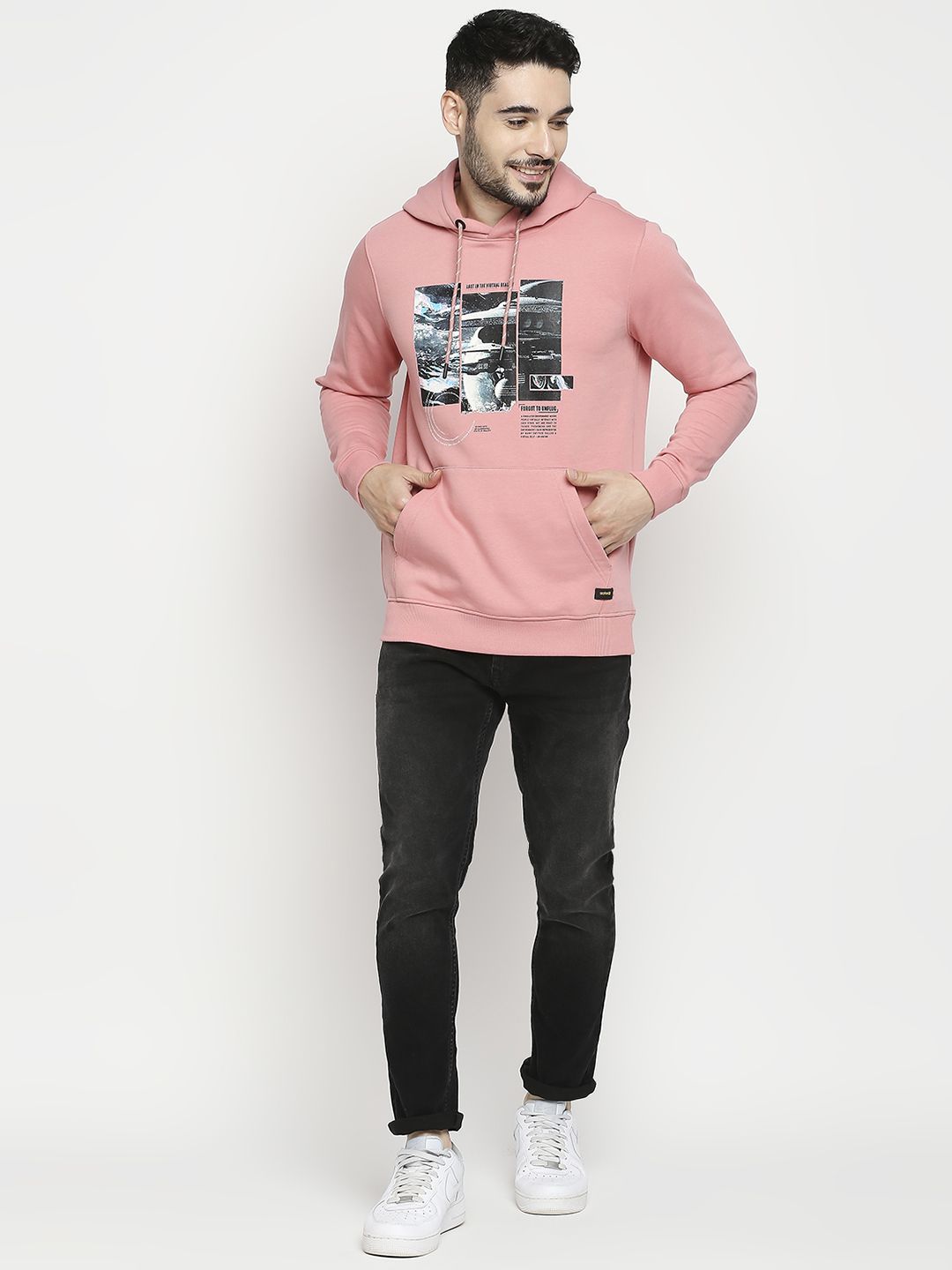 SPYKAR Graphic Printed Hooded Sweatshirt