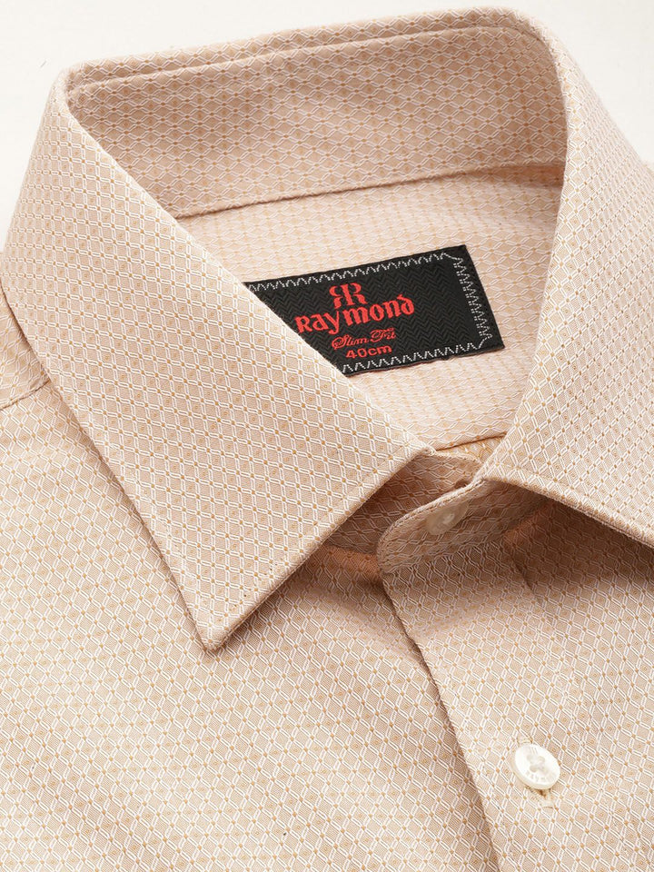 Raymond Slim Fit Geometric Self Designed Pure Cotton Formal Shirt