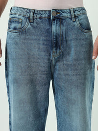 Bewakoof Men's Blue Baggy Mid-Rise Jeans