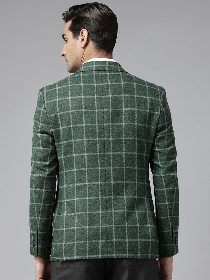 Park Avenue Checked Single-Breasted Slim Fit Formal Blazer