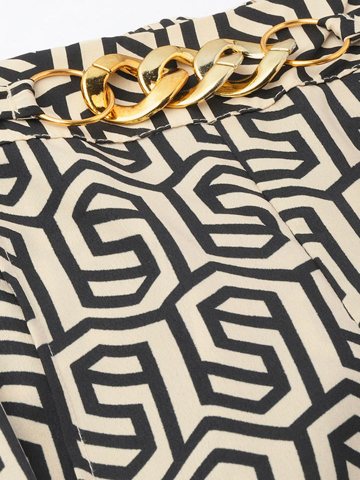 DressBerry Confident Allure Geometric Chain Glam Trousers