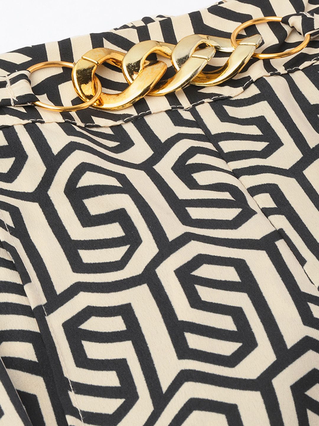 DressBerry Confident Allure Geometric Chain Glam Trousers