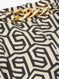 DressBerry Confident Allure Geometric Chain Glam Trousers