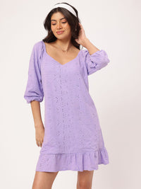 DressBerry Schiffli Splendor Cotton Mini A-Line Dress