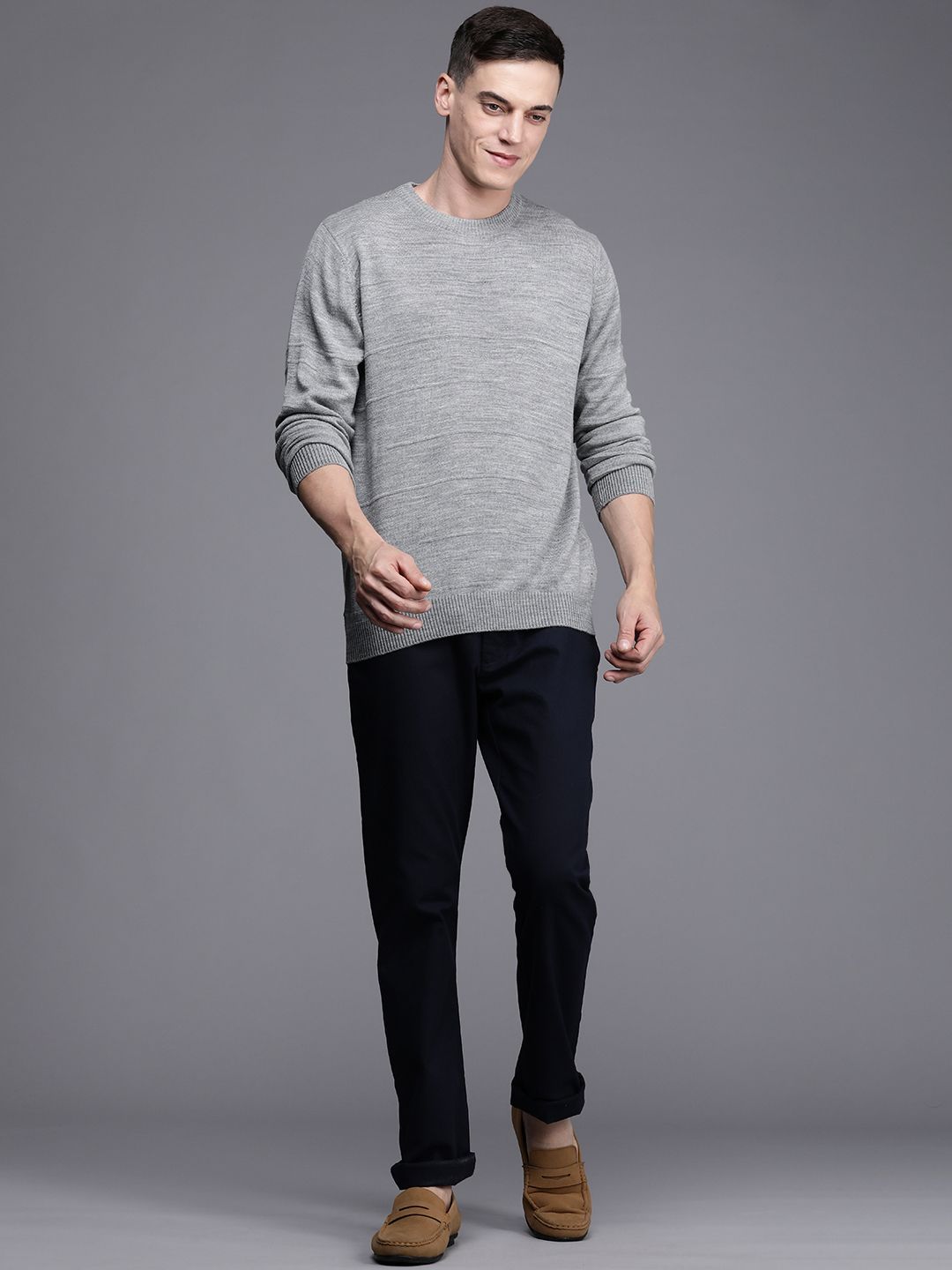 Raymond Men Grey Solid Pullover