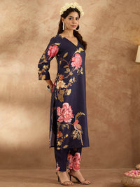 Indo Era Women Floral Printed Regular Kurta with Trousers