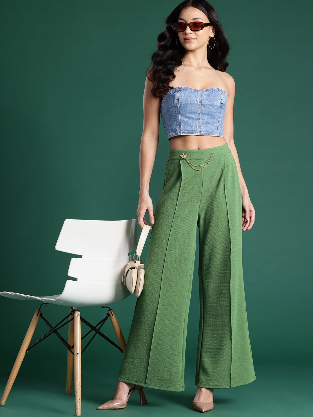 DressBerry Women Pleated Wide Leg Trousers