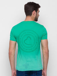 Being Human Men Green Solid Pure Cotton T-shirt