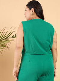CURVY STREET Plus Size Green V-Neck Waistcoat