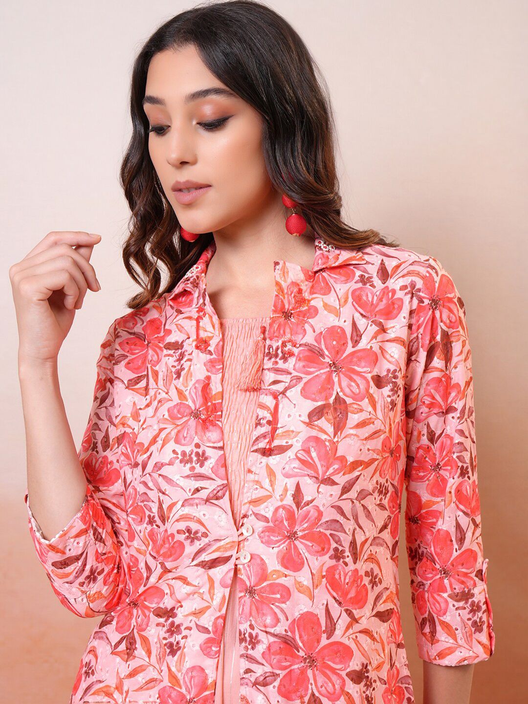 Vishudh Floral Print A-Line Midi Dress