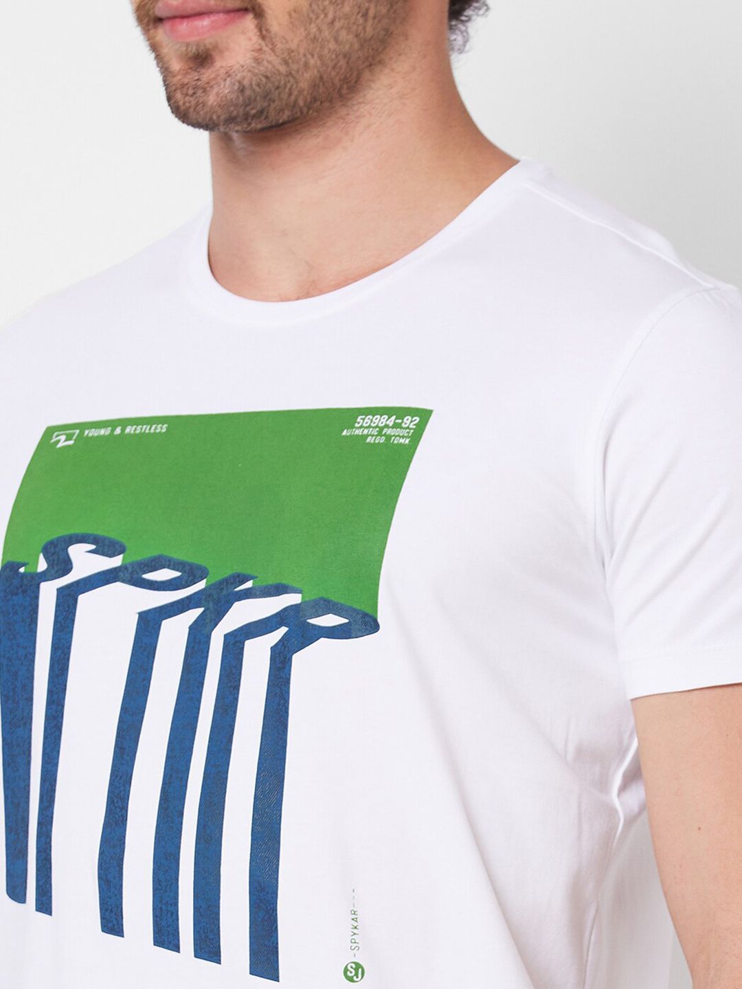 SPYKAR Graphic Printed Round Neck Cotton Slim Fit T-shirt