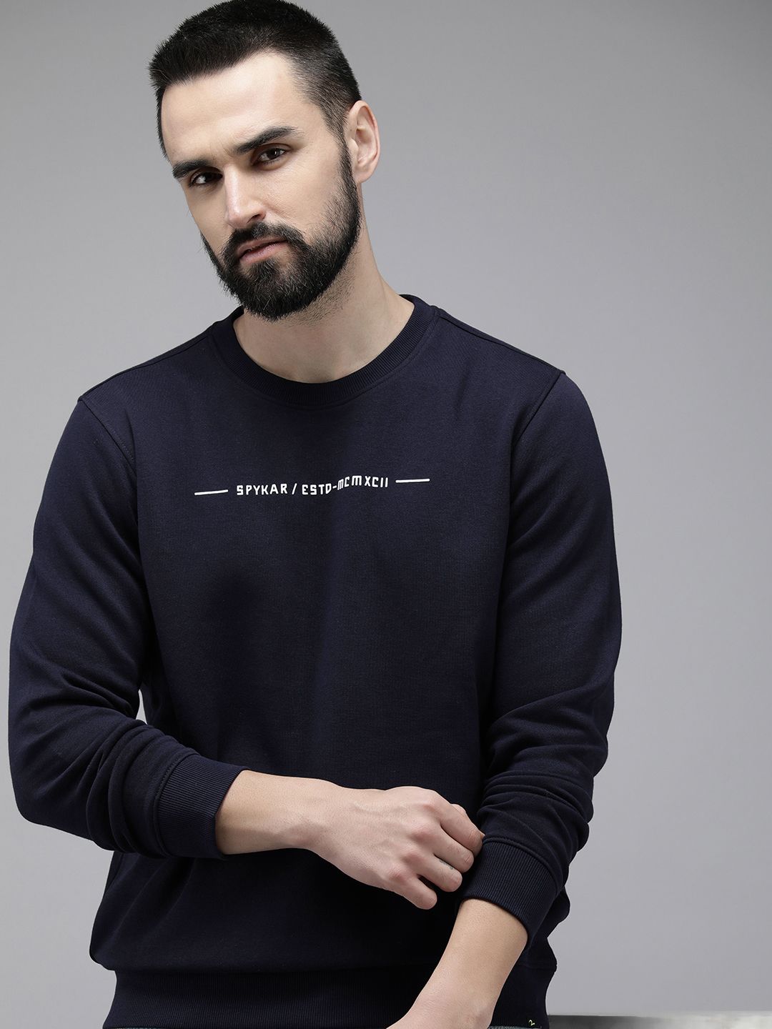 SPYKAR Brand Logo Printed Pullover Sweatshirt