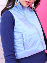 Tokyo Talkies Women Blue Padded Jacket