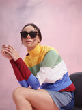 DressBerry Striped Colourblocked Pullover