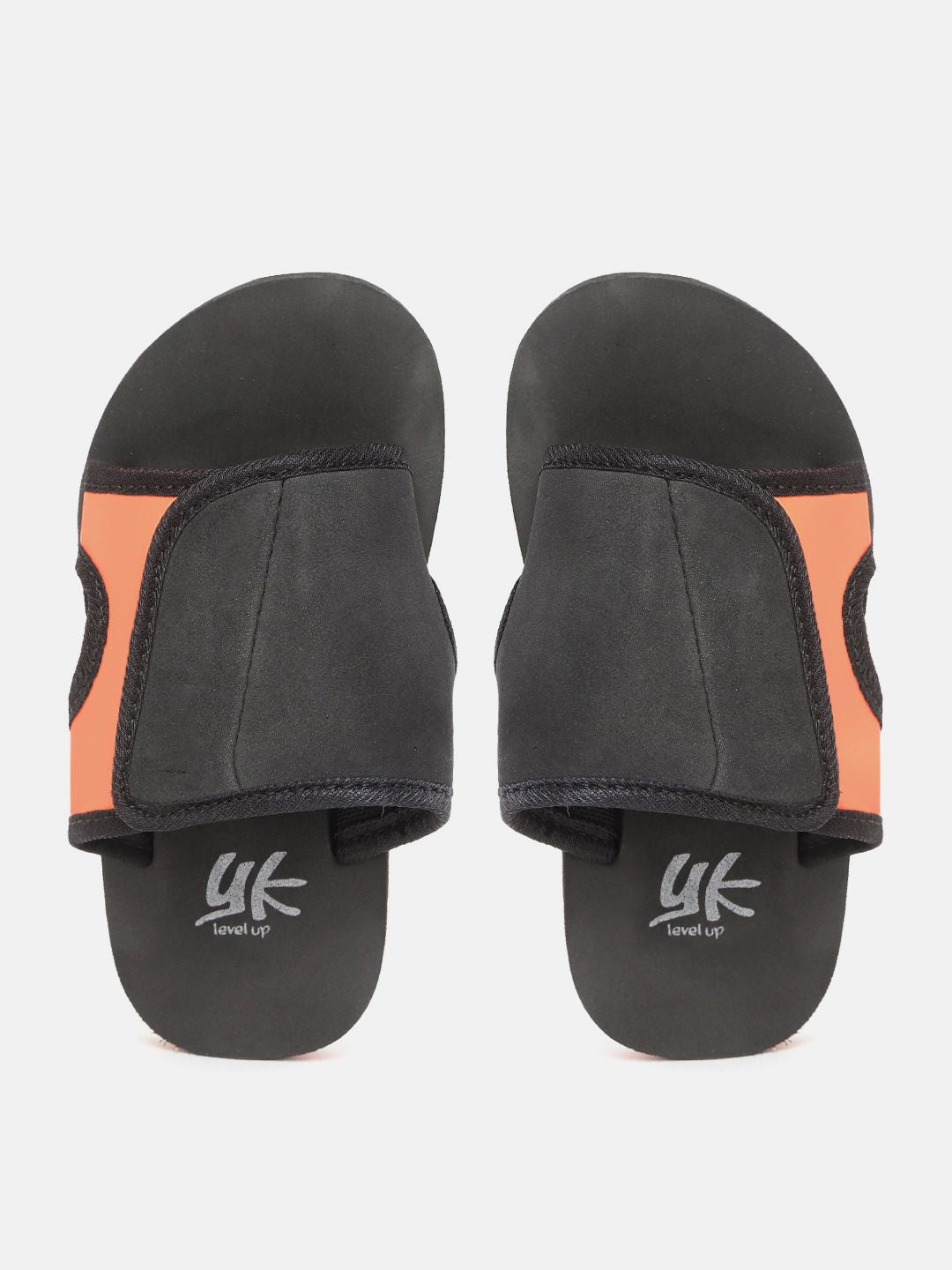 YK Kids Black Solid Velcro Sliders