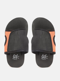 YK Kids Black Solid Velcro Sliders