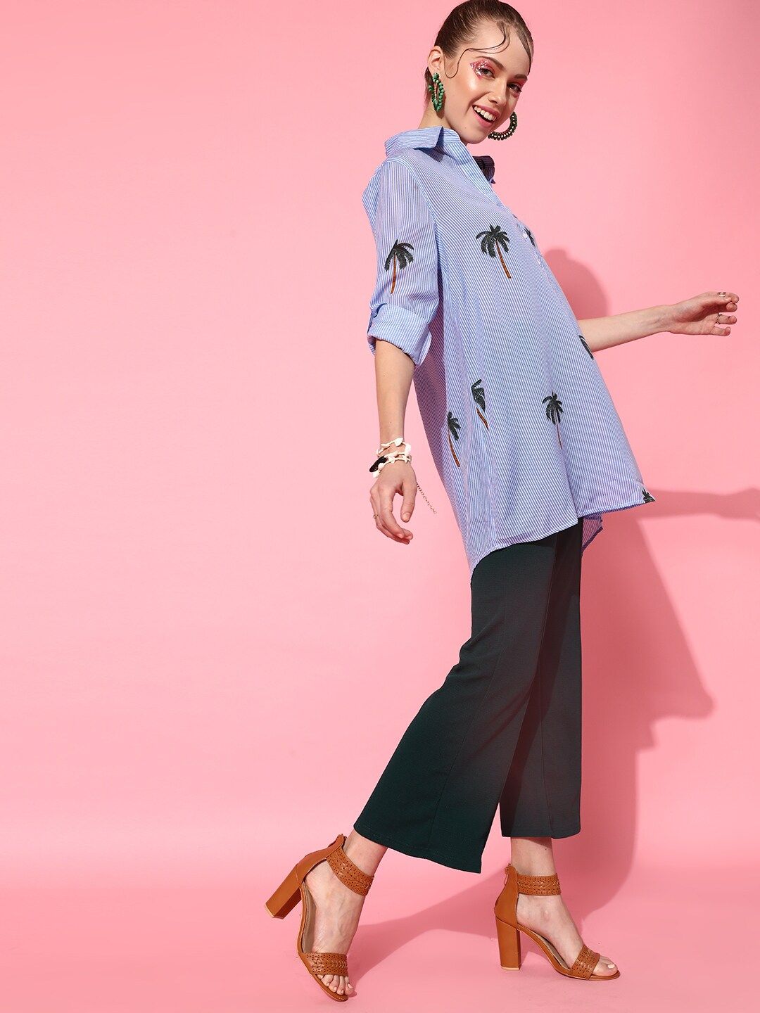 STREET 9 Women Blue Graphic Shirt