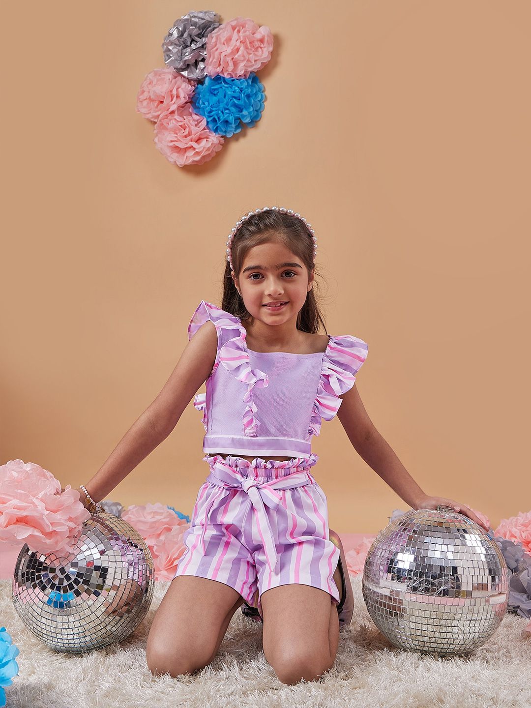 pspeaches Girls Striped Top With Shorts