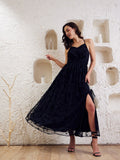 Berrylush Black V-Neck Sleeveless Maxi Dress