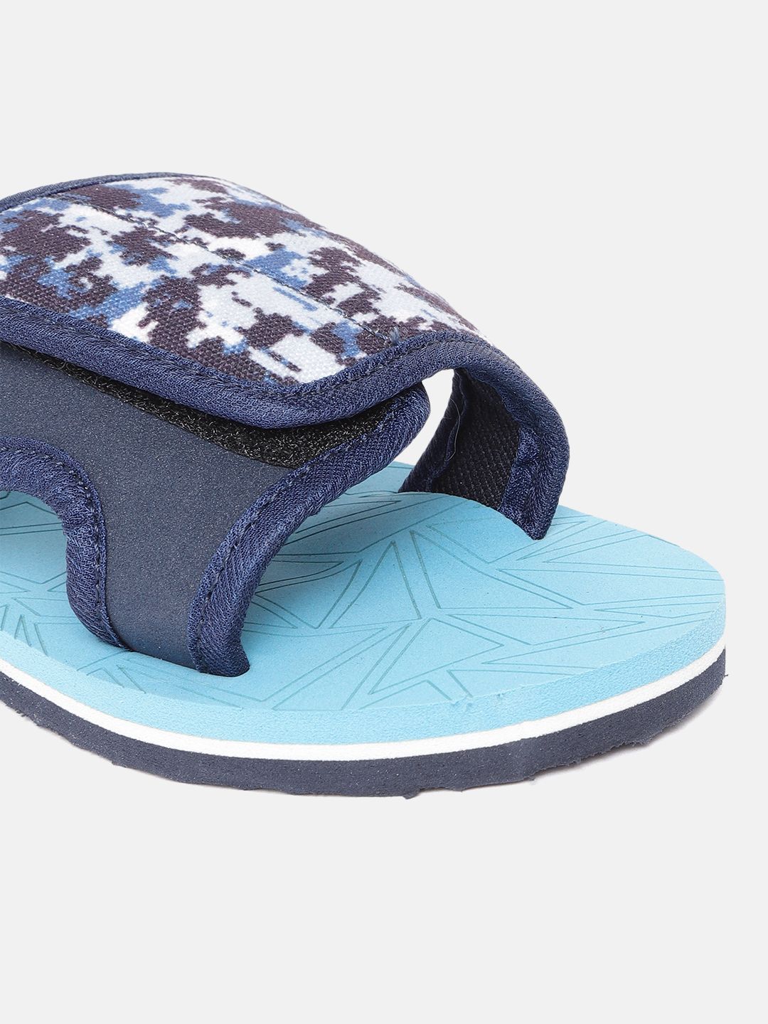 YK Boys Blue & Brown Abstract Print Sliders