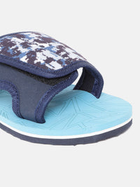 YK Boys Blue & Brown Abstract Print Sliders