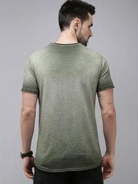 THE BEAR HOUSE Men Olive Green Pure Cotton T-shirt