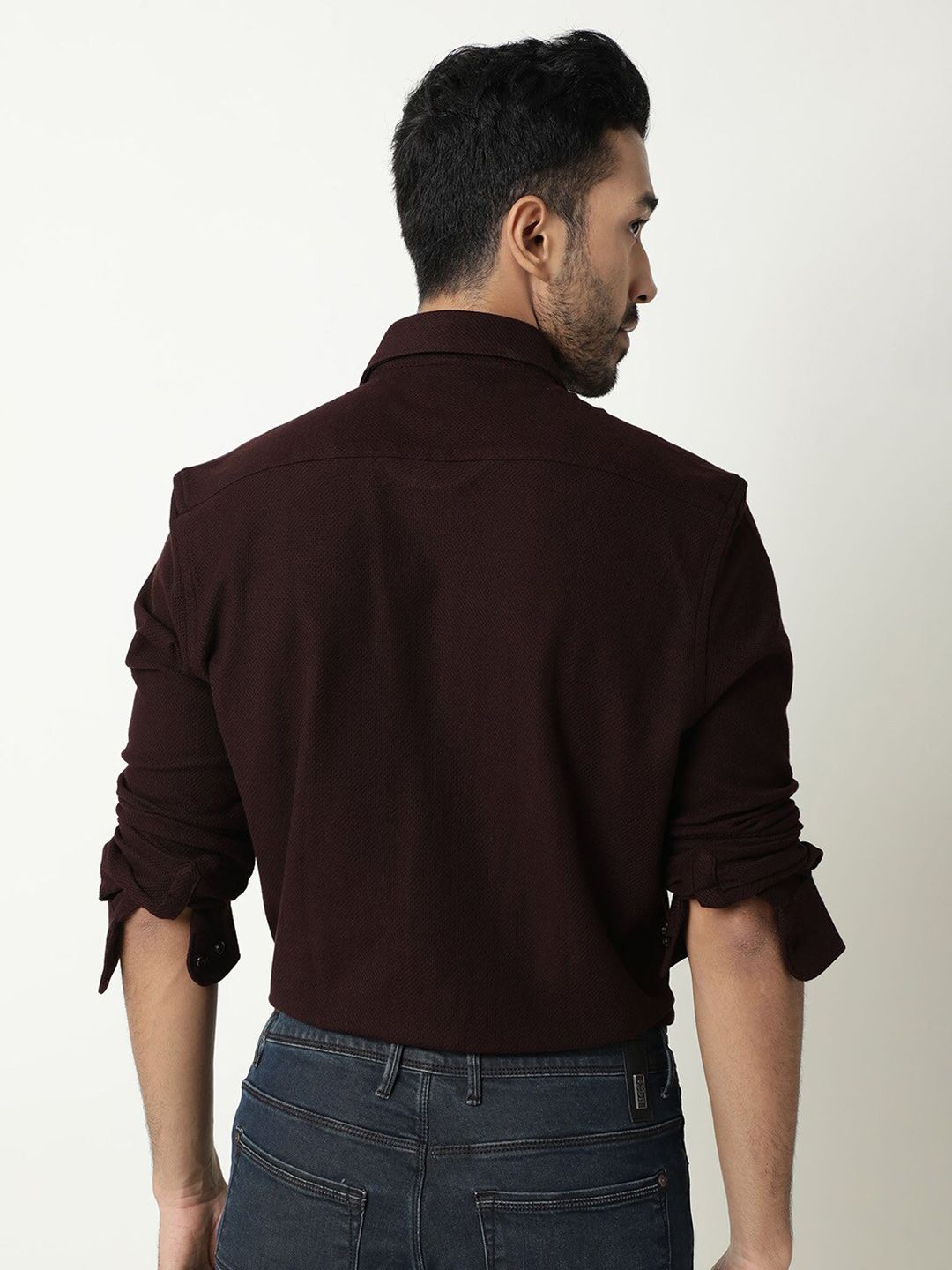 RARE RABBIT Men Veniziaa Textured Slim Fit Cotton Shirt