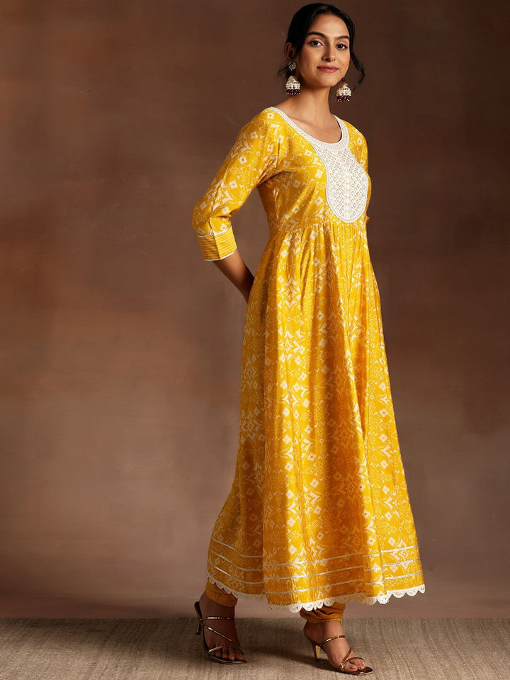 Libas Ethnic Motifs Printed Thread Work Anarkali Kurta With Churidar & Dupatta