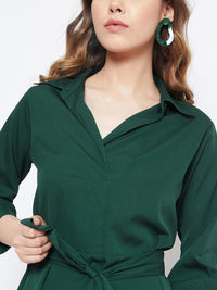 Berrylush Women Green Solid Shirt Dress