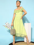 STREET 9 Women Lime Green Floral Dress