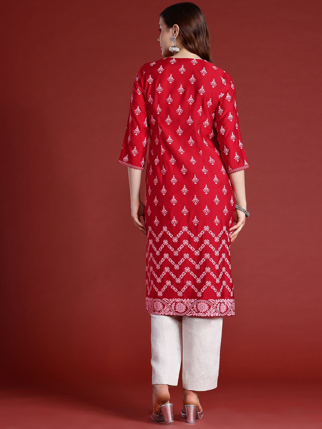 Anouk Floral Print Embroidered Kurta