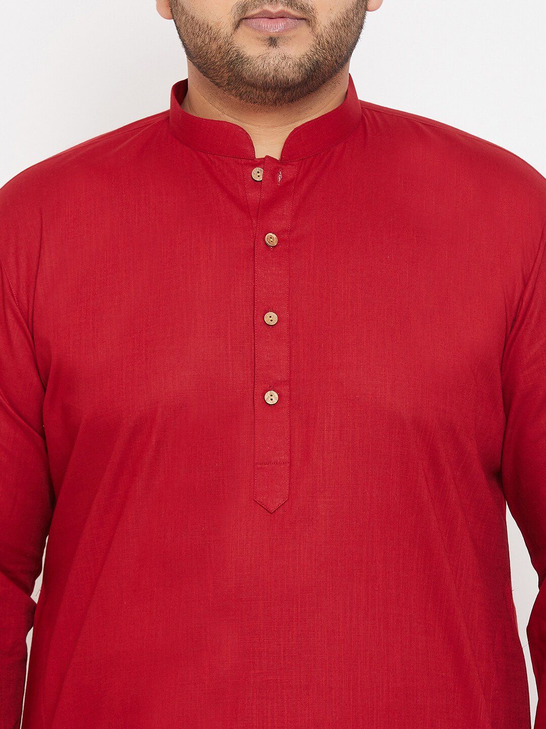 VASTRAMAY Men Plus Size Mandarin Sleeve Kurta