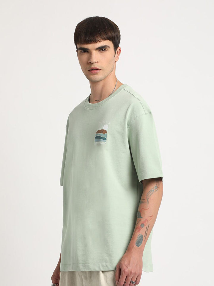 THE BEAR HOUSE Graphic Printed Round Neck Cotton Oversized T-shirt